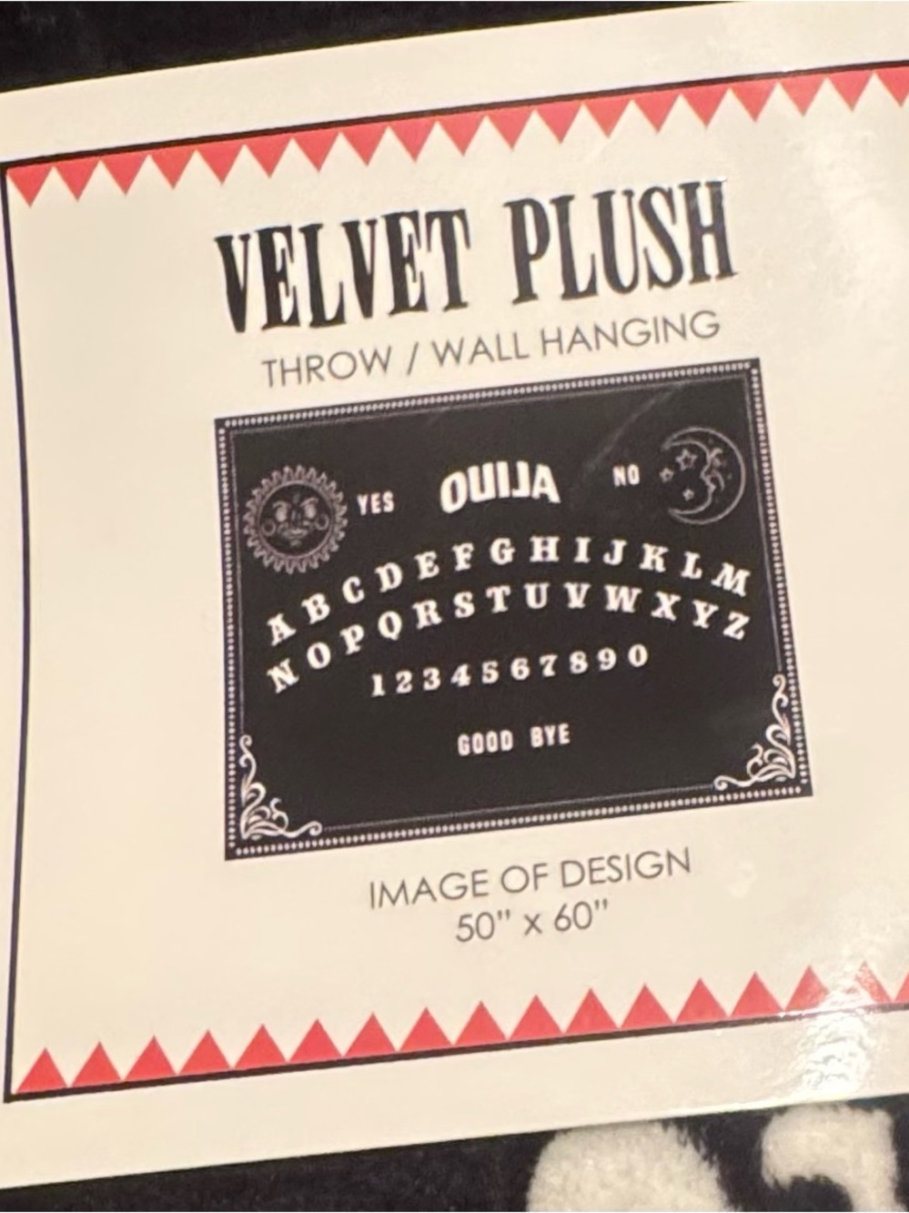 Velvet Plush Ouija Board Throw - Black